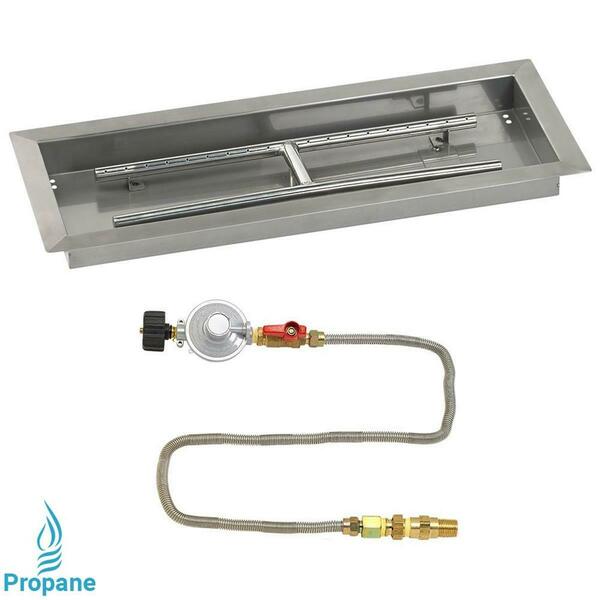 American Fireglass 24 X 8 In. Rectangular Drop-In Pan With Match Light Kit - Propane SS-AFPPMKIT-P-24